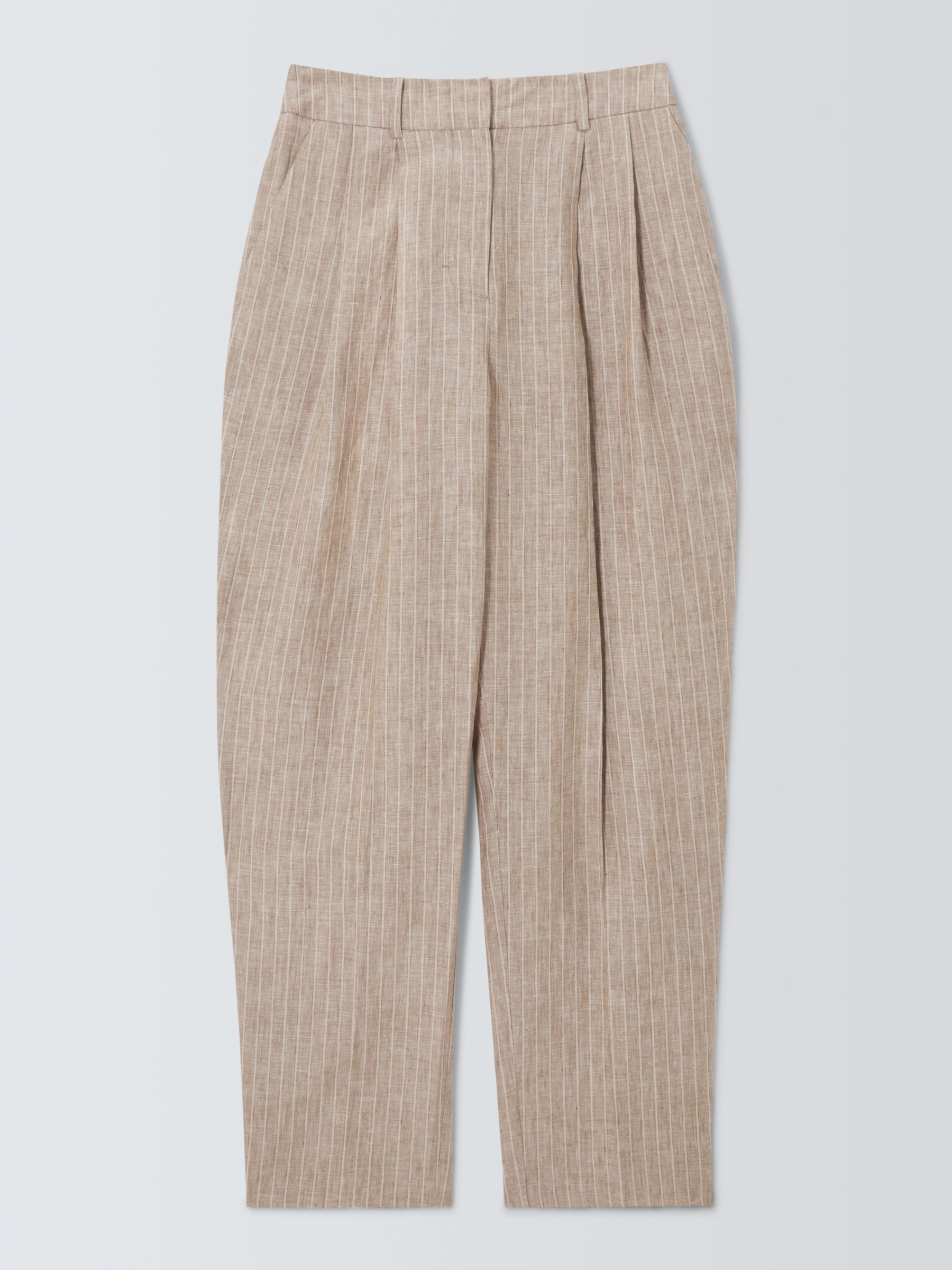 John Lewis Stripe Linen Trousers, Natural, 14