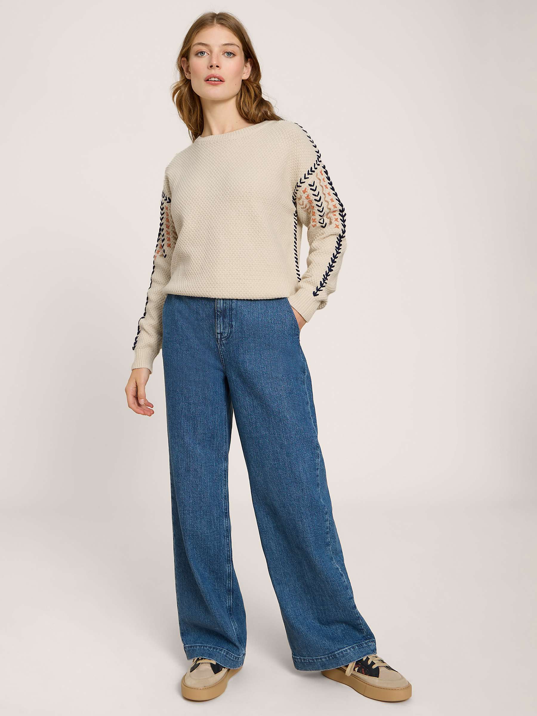 White Stuff Embroidered Jumper, Natural at John Lewis & Partners