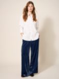 White Stuff Jenny Velvet Wide Leg Trousers, Deep Blue