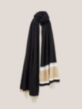White Stuff Fine Knit Colour Block Wool Blend Scarf, Black/Multi