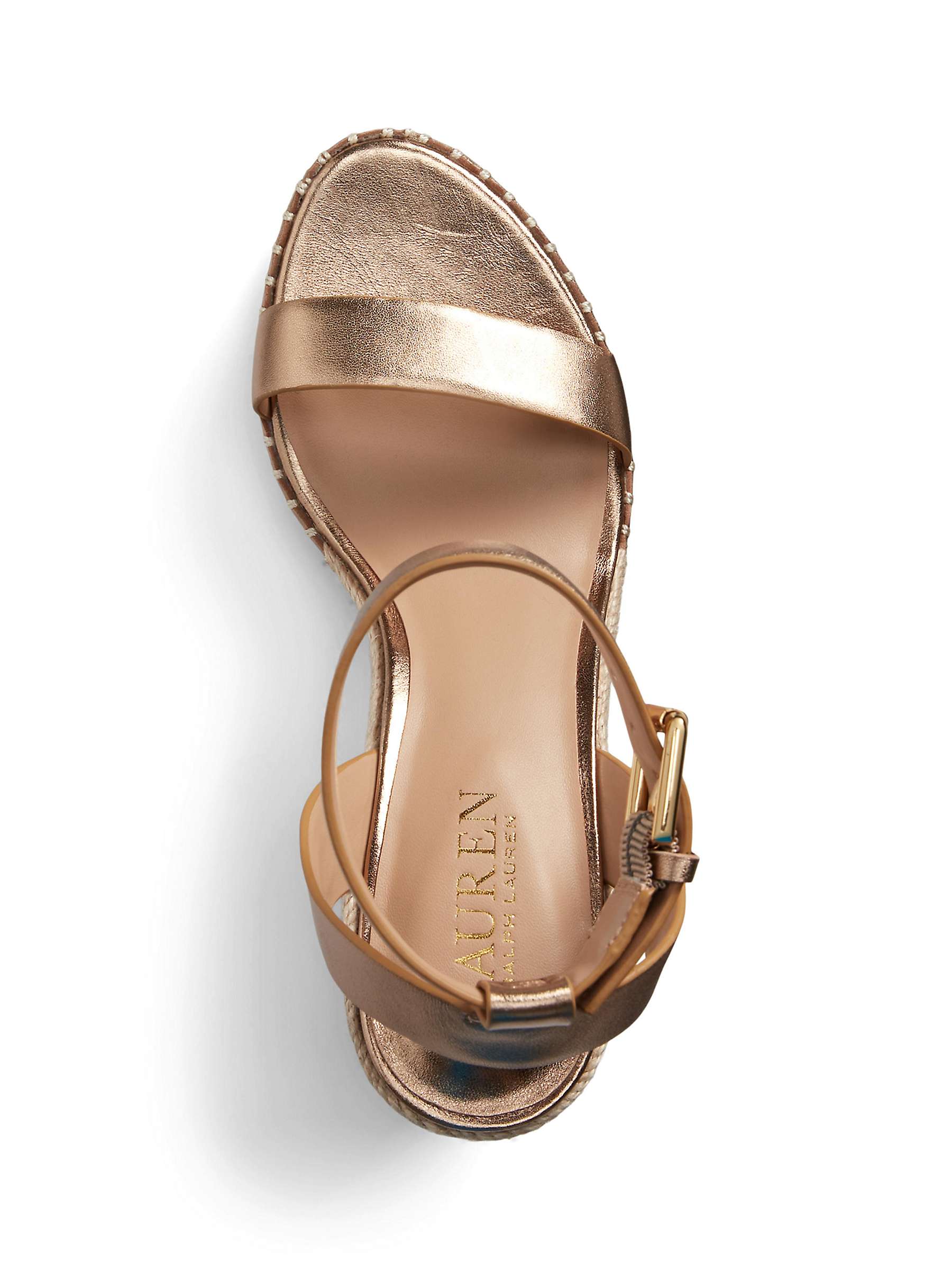 Buy Lauren Ralph Lauren Hilarie Leather Wedge Sandals, Soft Bronze Online at johnlewis.com