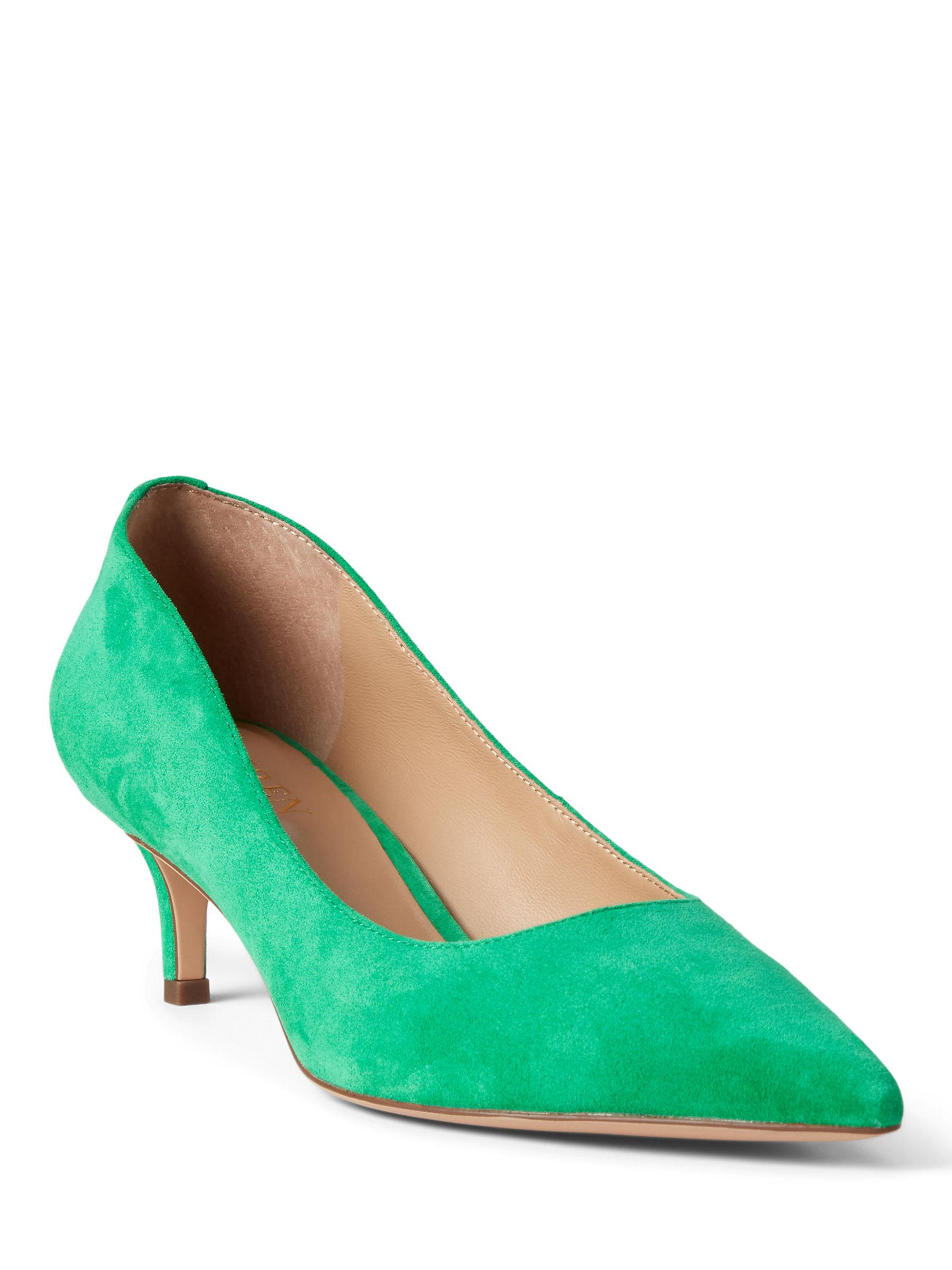 Lauren Ralph Lauren Adrienne Suede Point Toe Court Shoes, Green Topaz ...