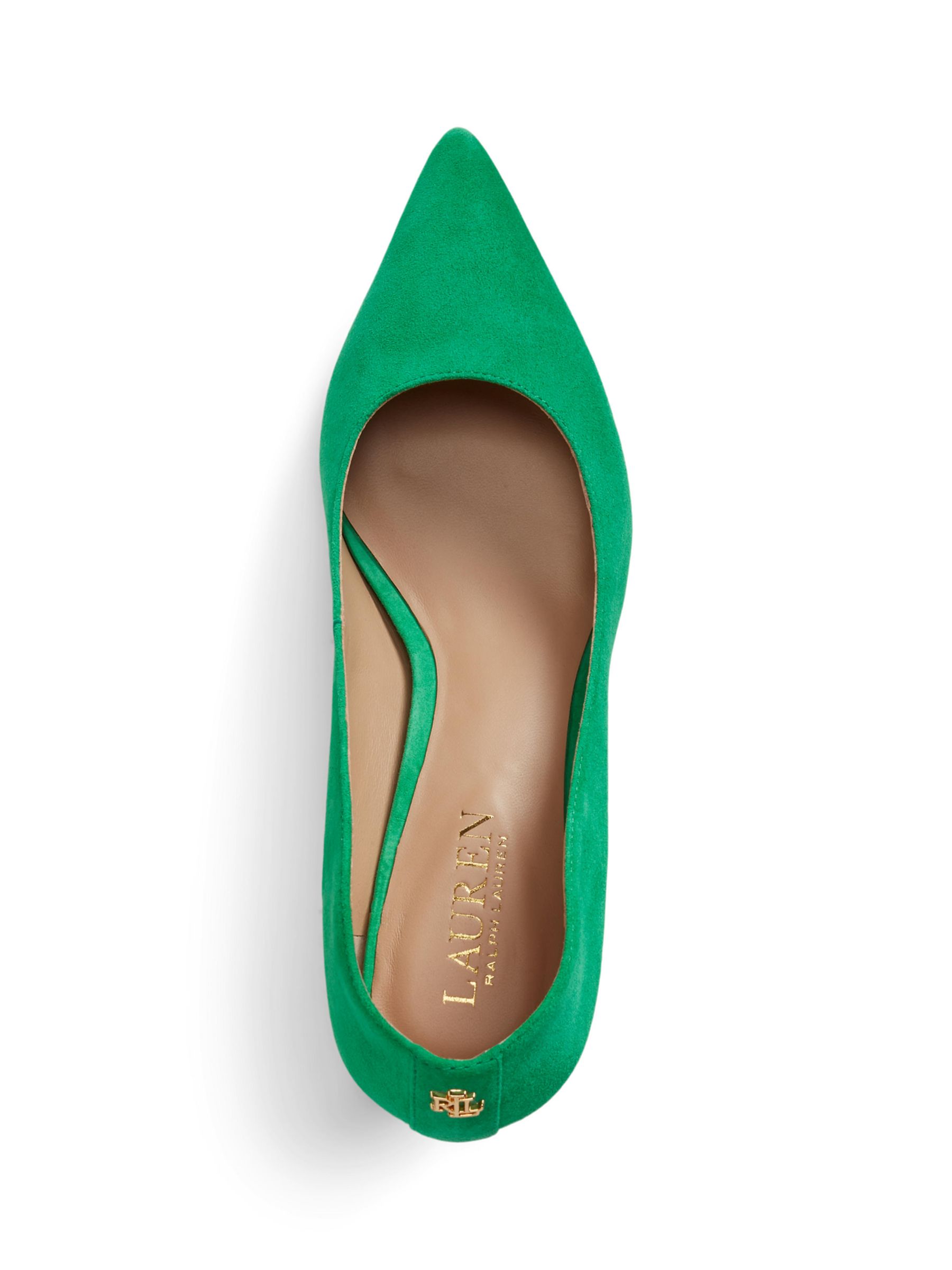 Lauren Ralph Lauren Adrienne Suede Point Toe Court Shoes, Green Topaz, 8