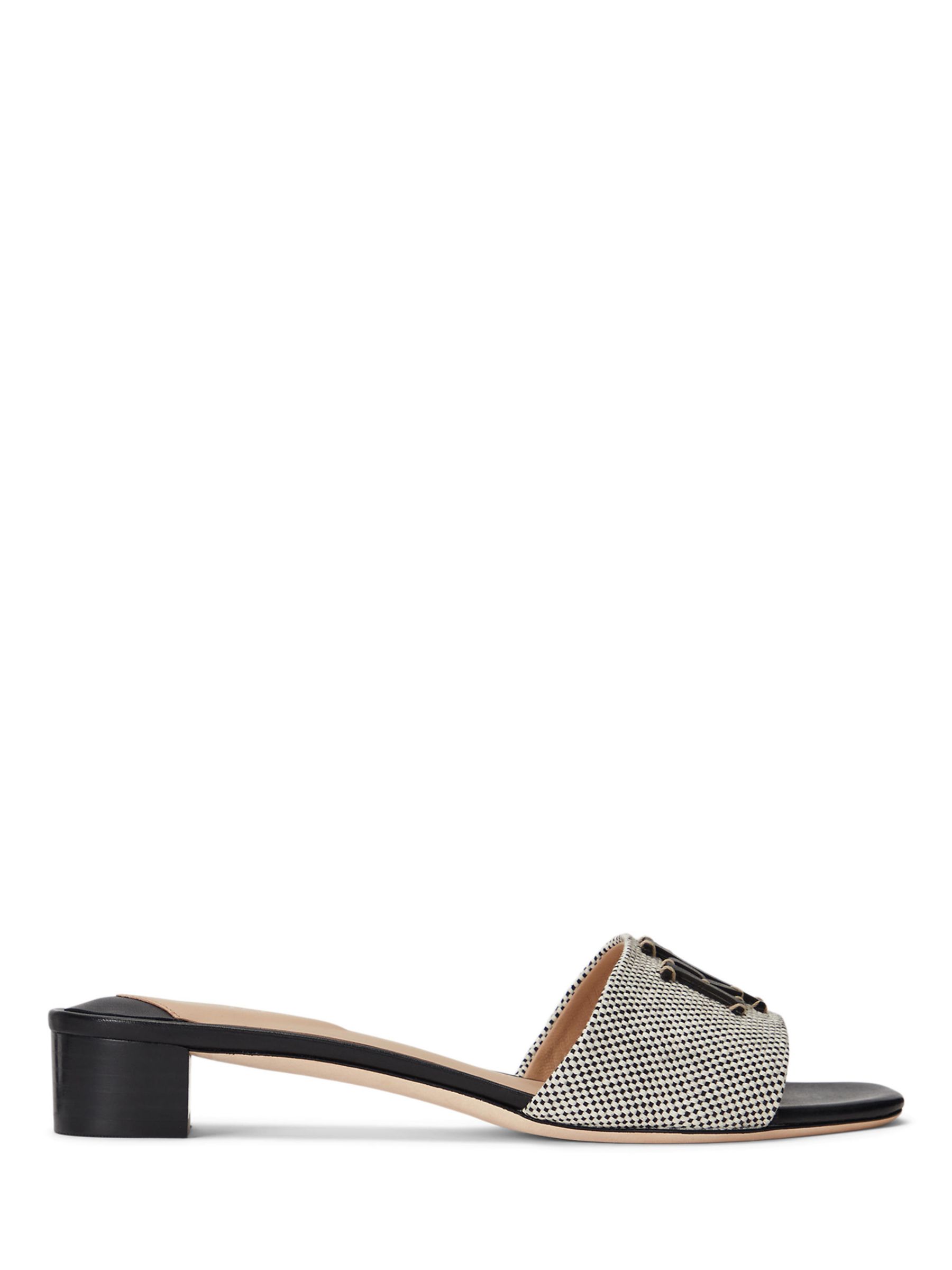 Lauren Ralph Lauren Fay Canvas & Leather Sandals, Black at John Lewis ...