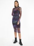 Calvin Klein Galaxy Mesh Bodycon Midi Dress, Multi