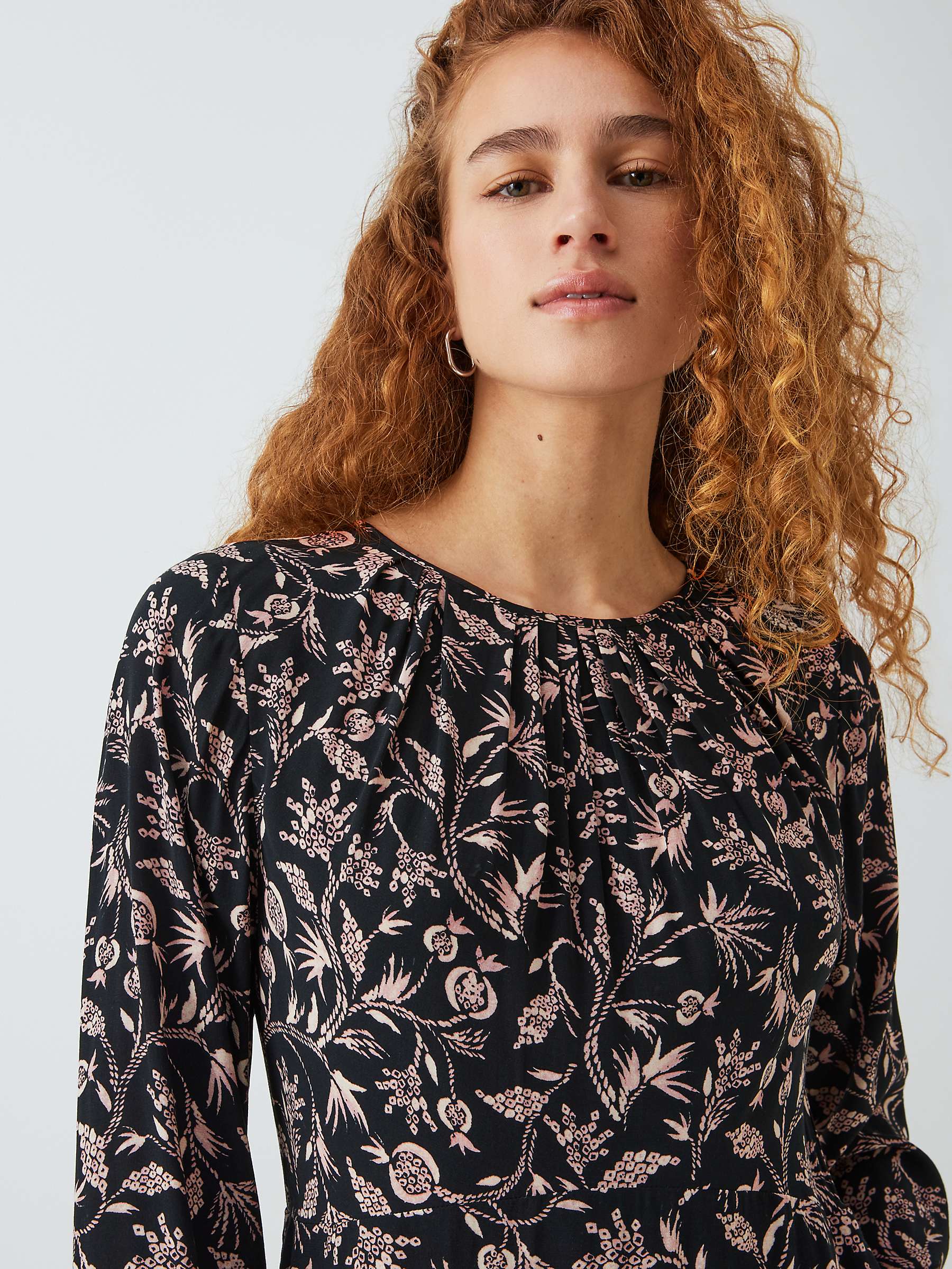 Buy AND/OR Odette Floral Midi Dress, Black/Multi Online at johnlewis.com