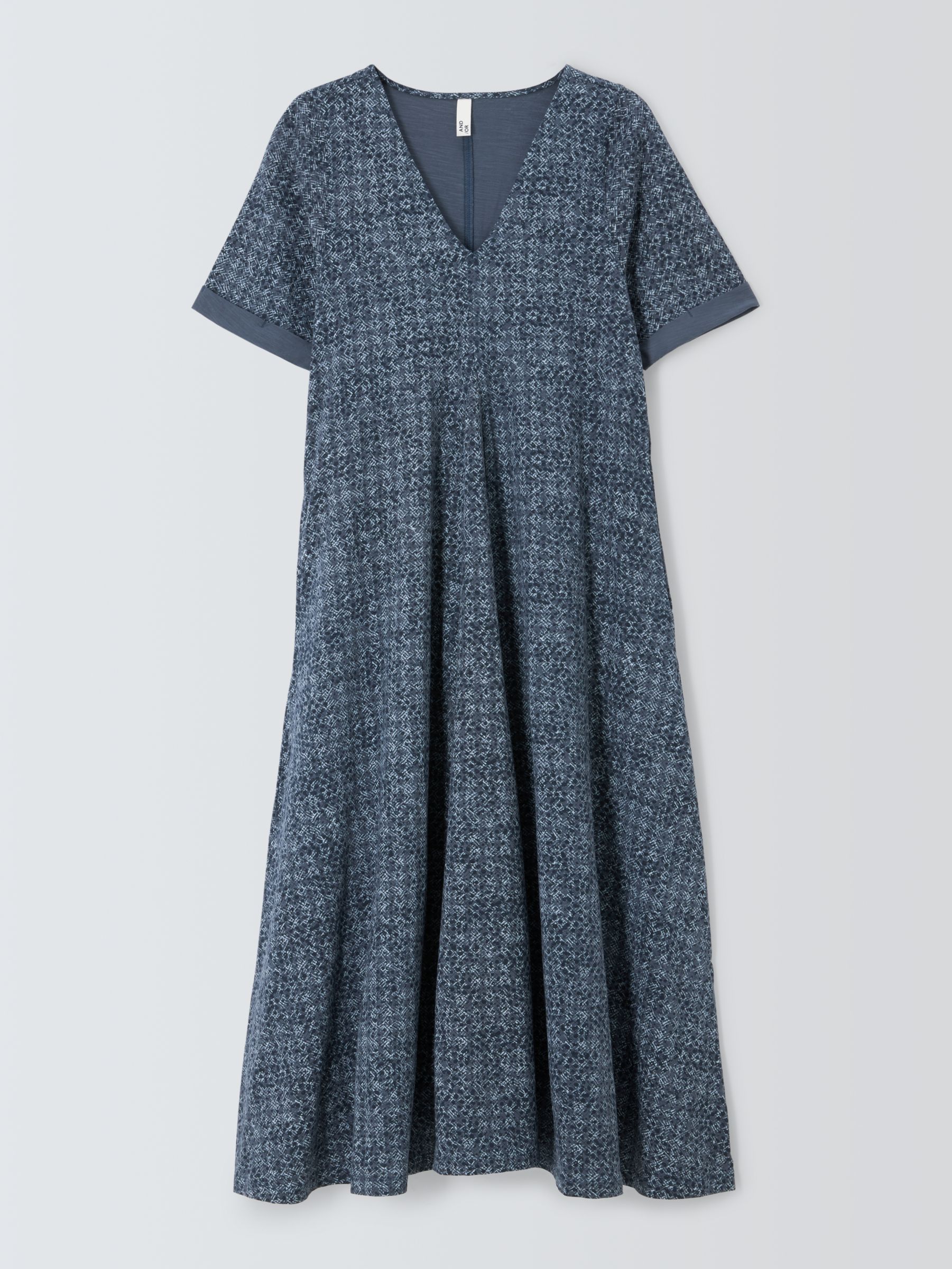 Buy AND/OR Alex Geometric Pleated Midi Dress, Blue/Multi Online at johnlewis.com