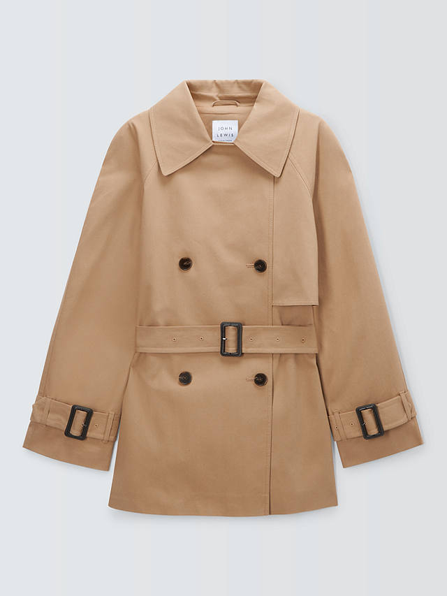 John Lewis Short Contemporary Trench Coat, Stone