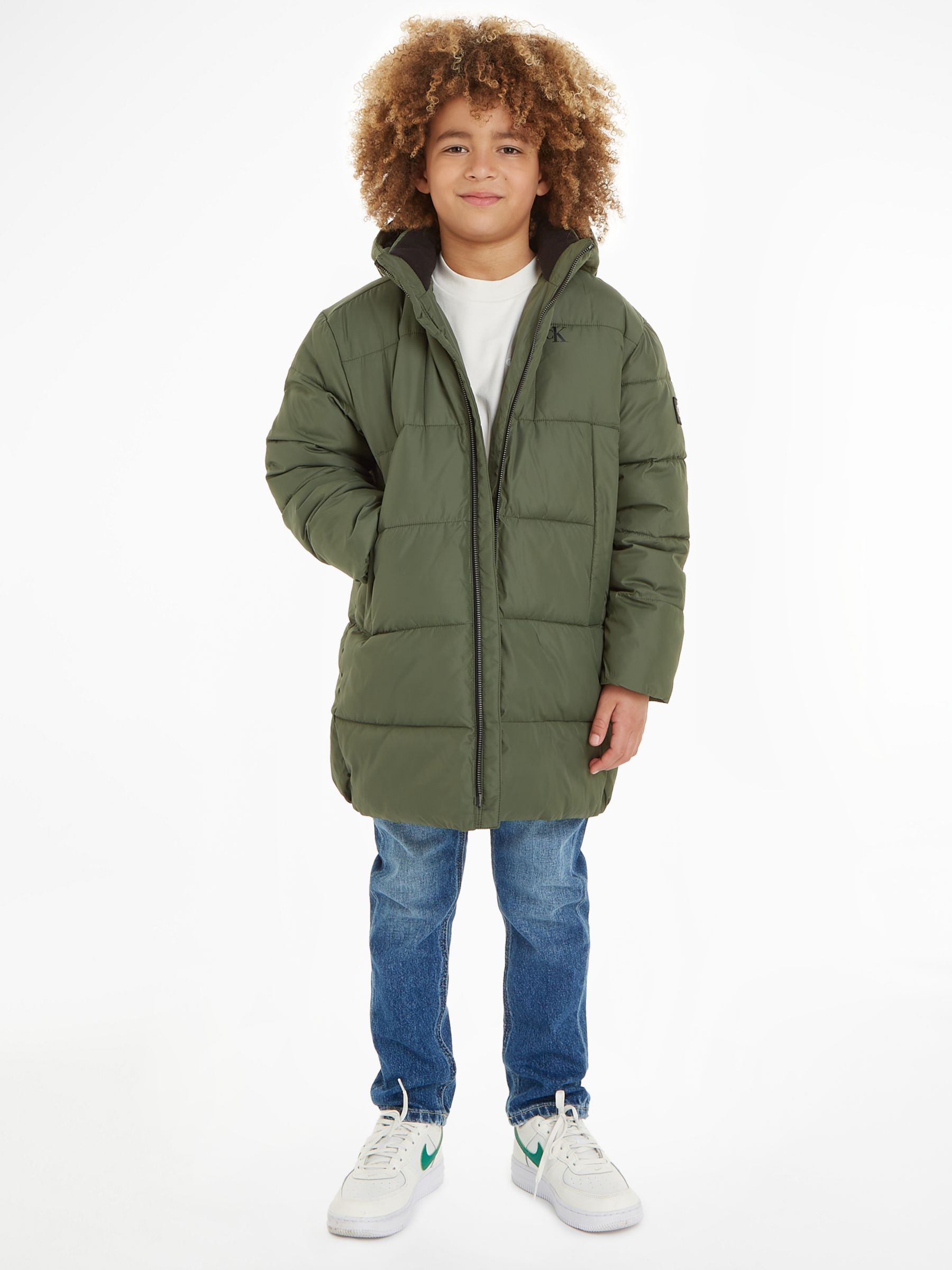 Calvin Klein Kids' CKJ Essential Hooded Parka Puffer, Thyme
