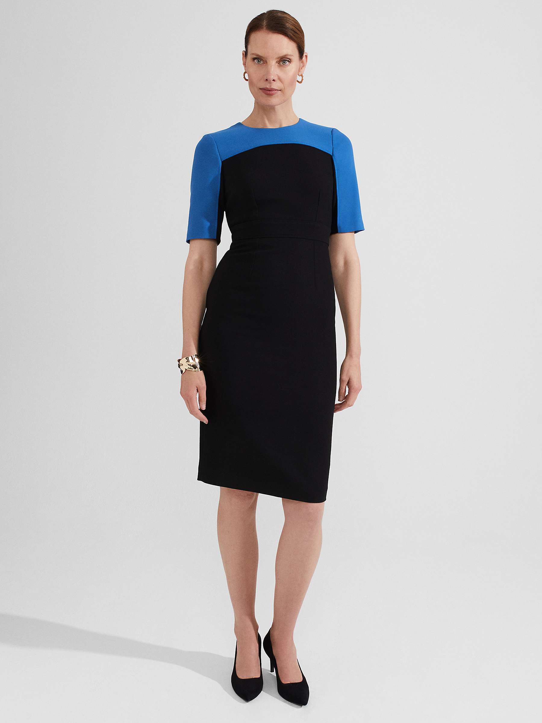 Hobbs Katya Colourblock Dress, Black/Blue at John Lewis & Partners