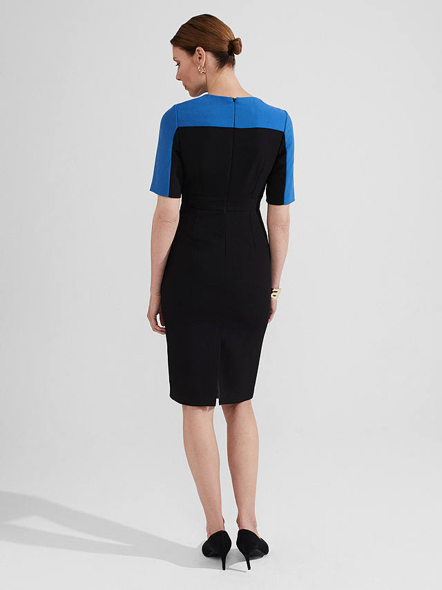 Hobbs Katya Colourblock Dress, Black/Blue