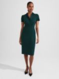 Hobbs Amira Crossover Neck Dress, Holly Green