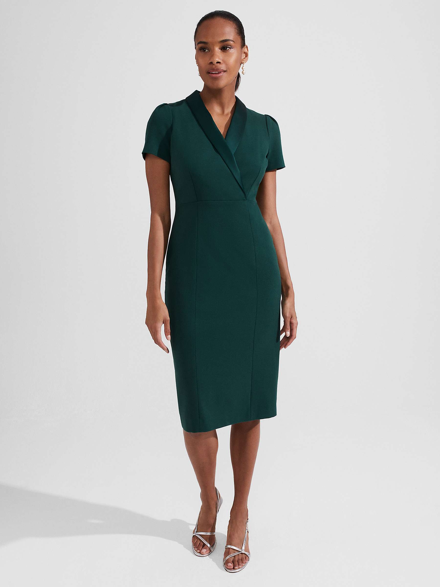Buy Hobbs Amira Crossover Neck Dress, Holly Green Online at johnlewis.com