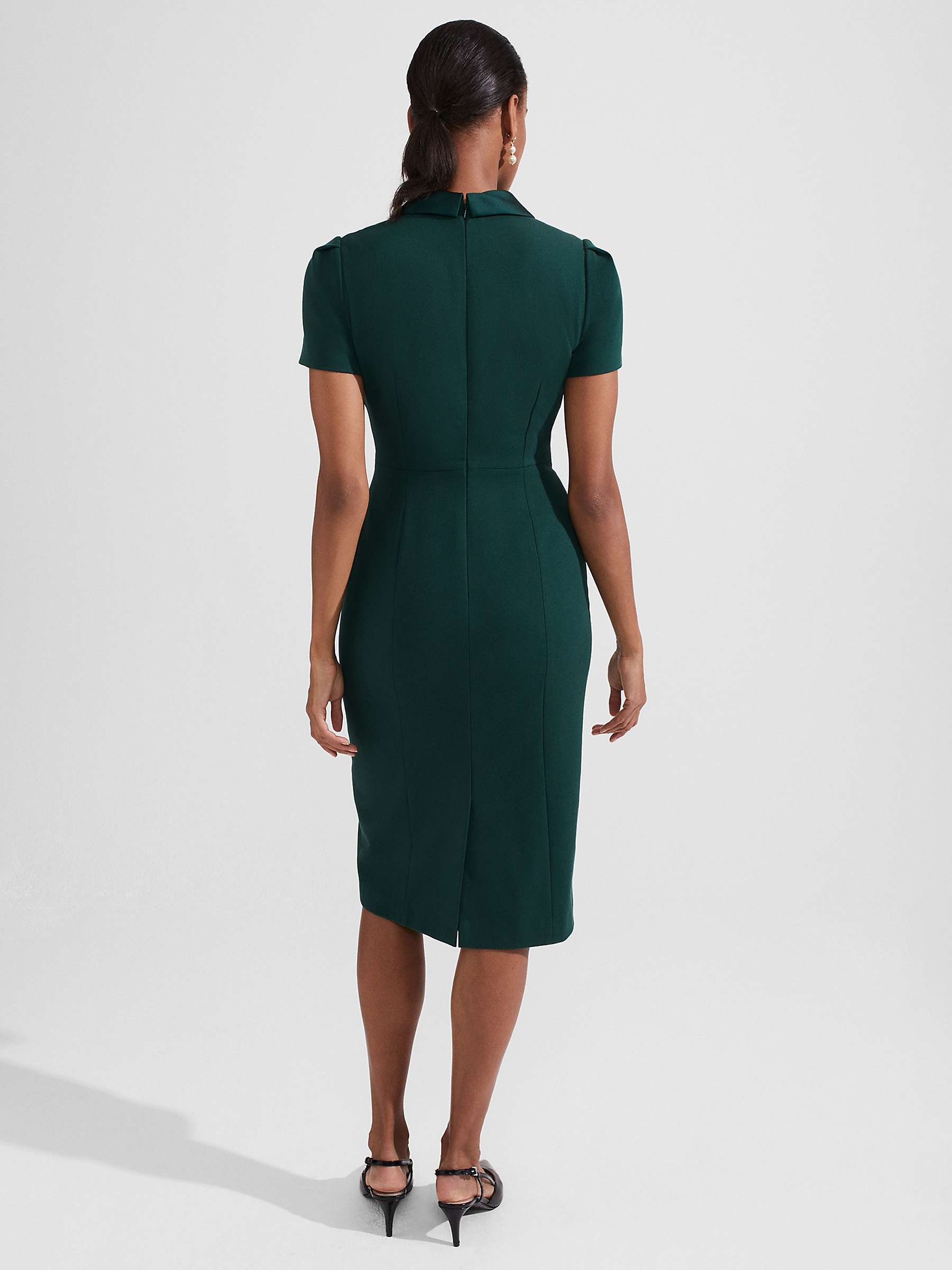 Buy Hobbs Amira Crossover Neck Dress, Holly Green Online at johnlewis.com
