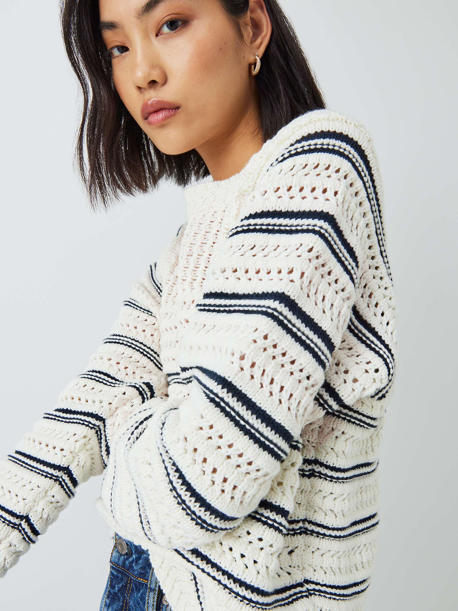 Buy John Lewis Pointelle Stripe Sweater Online at johnlewis.com