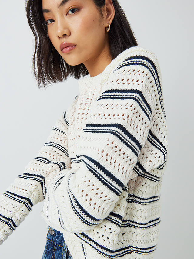 John Lewis Pointelle Stripe Sweater