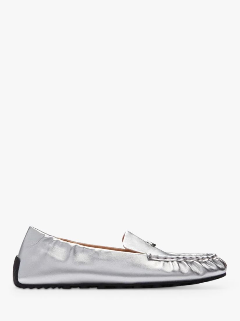 Coach Ronnie Leather Loafers, Silver at John Lewis & Partners