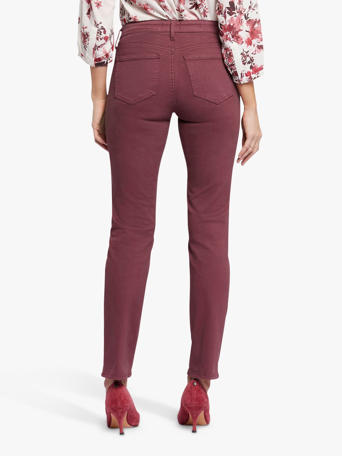 NYDJ Sheri Slim Ankle Length Jeans, Dark Cherry at John Lewis & Partners