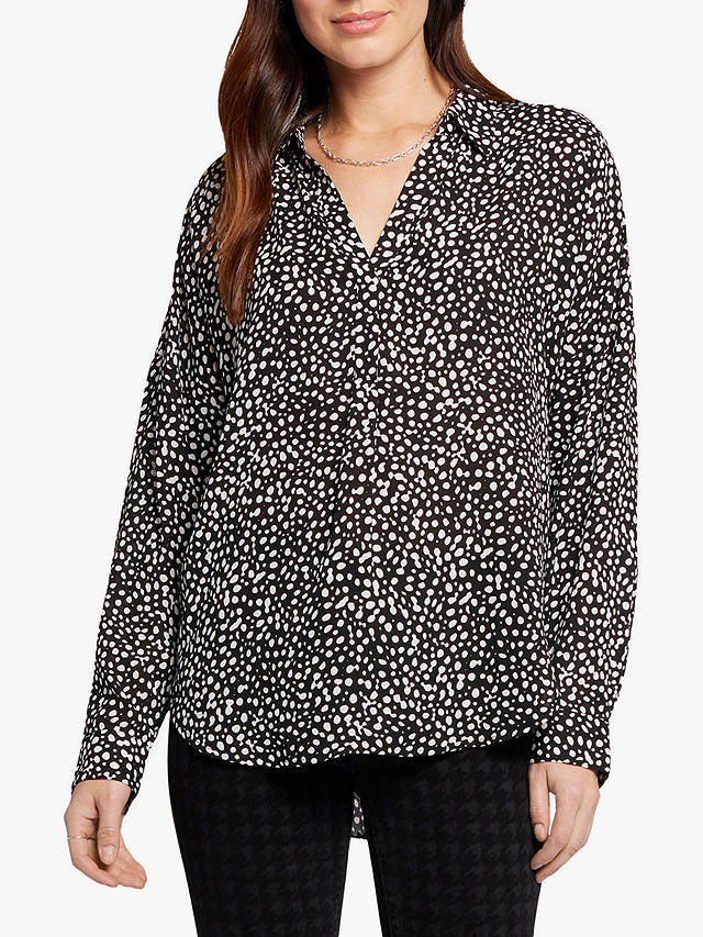 NYDJ Becky Dillon Dots Print Blouse, Black/White