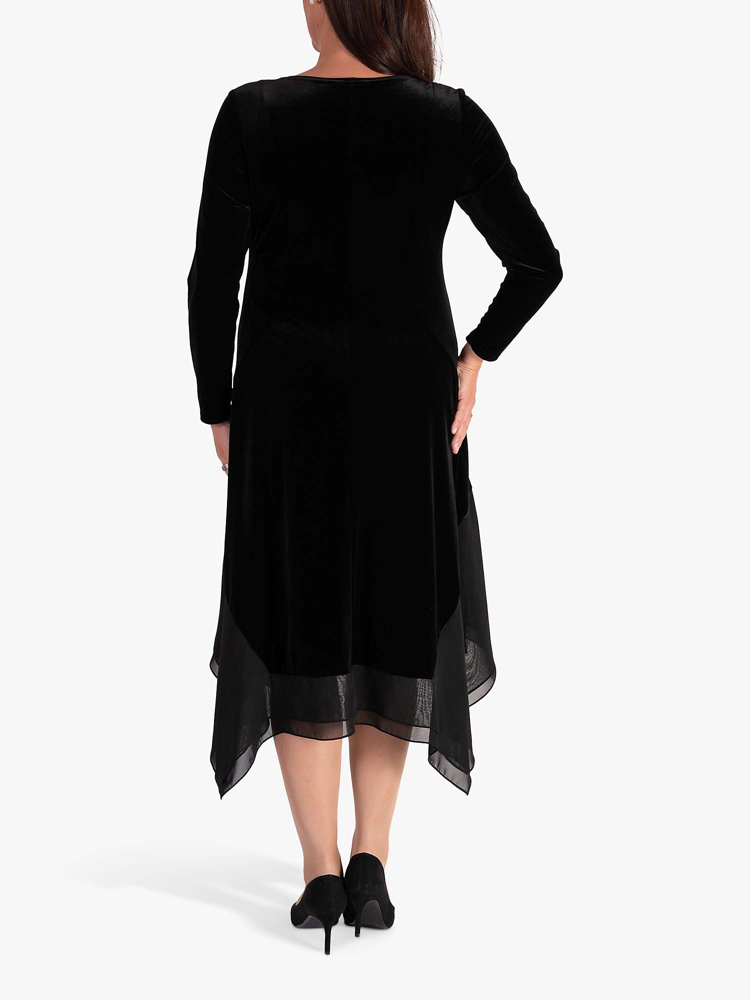 Chesca Stretch Velvet Drape Dress, Black at John Lewis & Partners