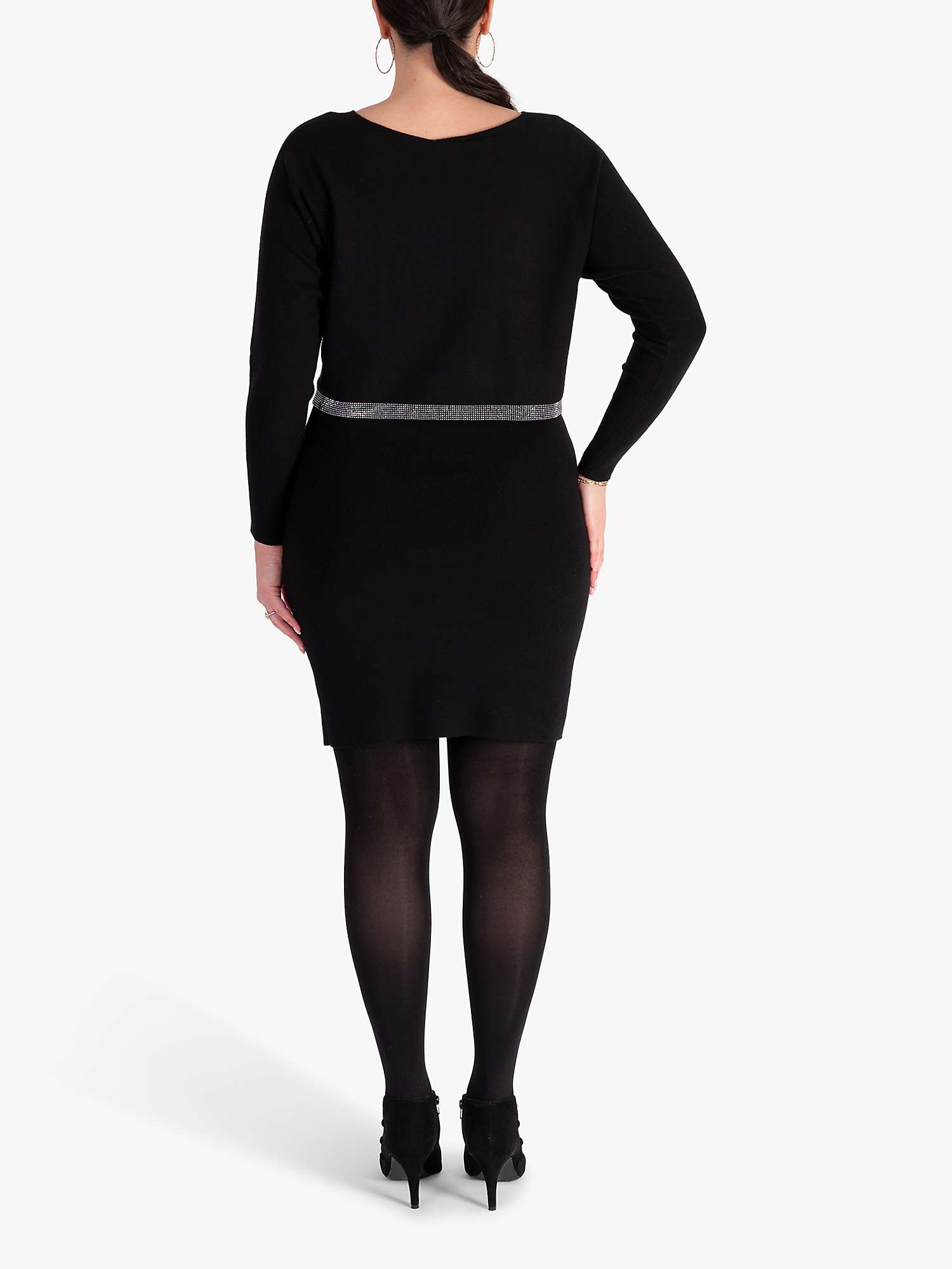Buy chesca Diamante Waist Knitted Dress, Black Online at johnlewis.com