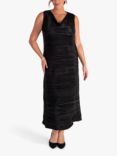 chesca Sleeveless Plisse Pleat Dress, Black