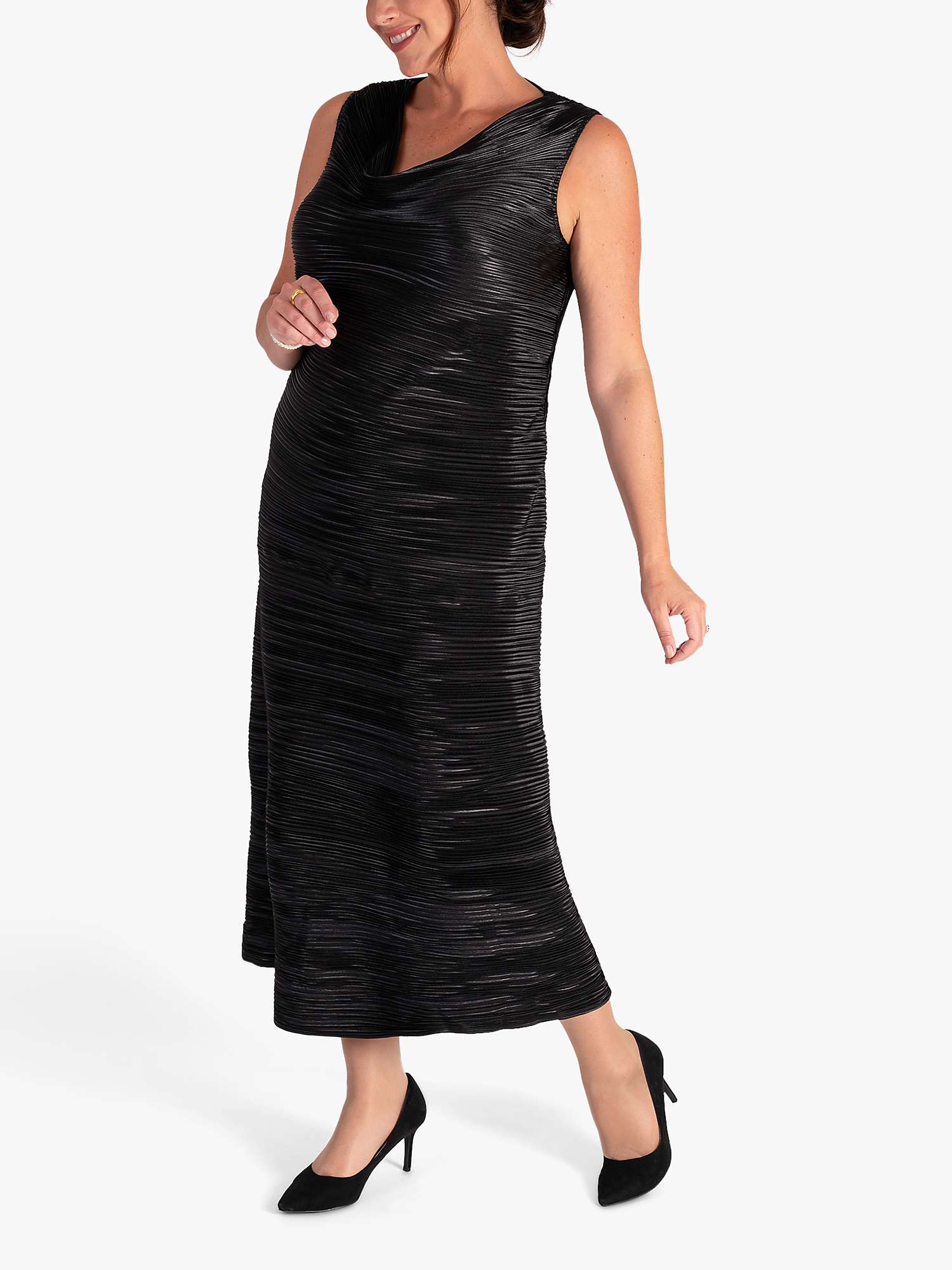 Buy chesca Sleeveless Plisse Pleat Dress, Black Online at johnlewis.com