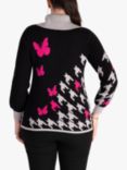 chesca Butterfly Cowl Neck Jumper, Black/Fuchsia