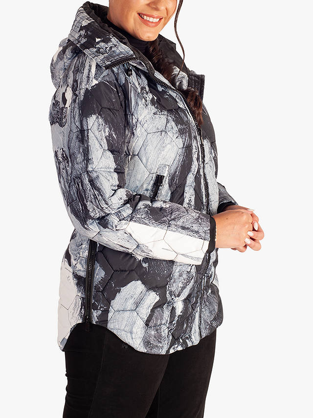 chesca Abstract Print Quilted Jacket, Black/White