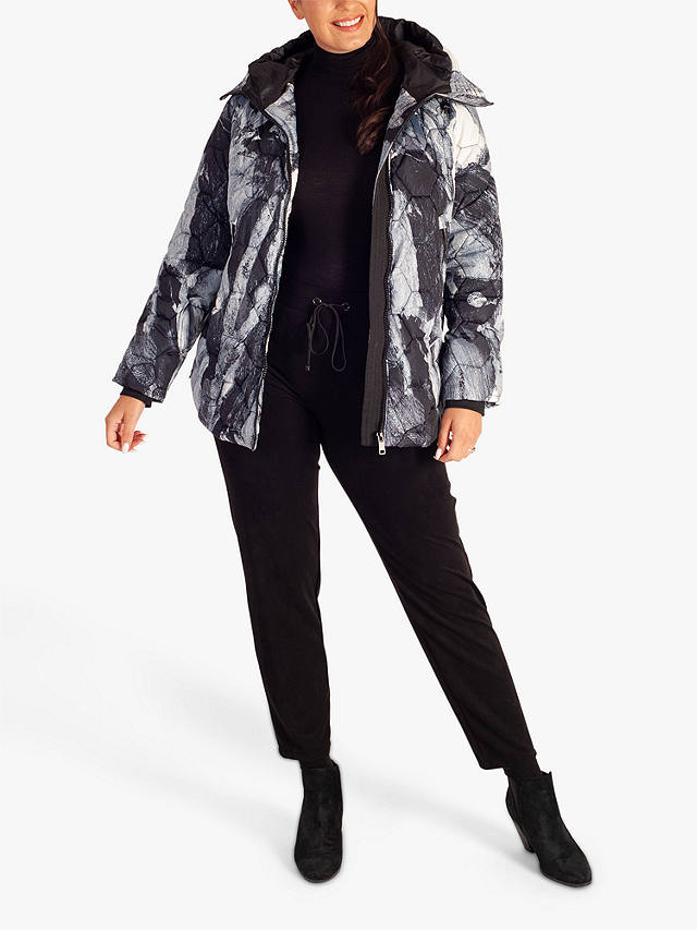chesca Abstract Print Quilted Jacket, Black/White