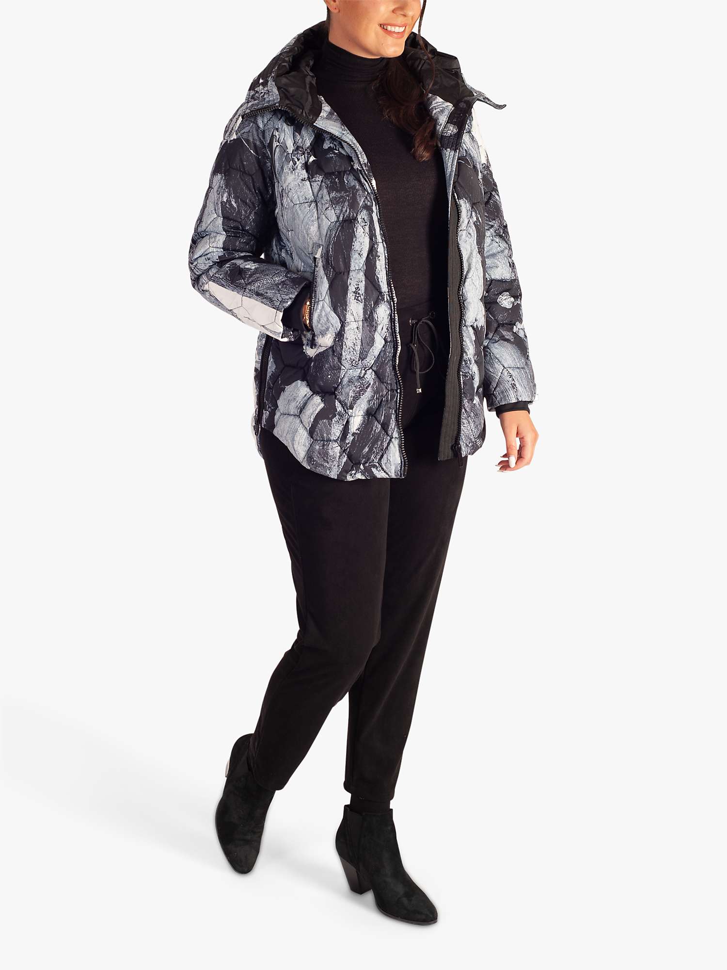 Buy chesca Abstract Print Quilted Jacket, Black/White Online at johnlewis.com