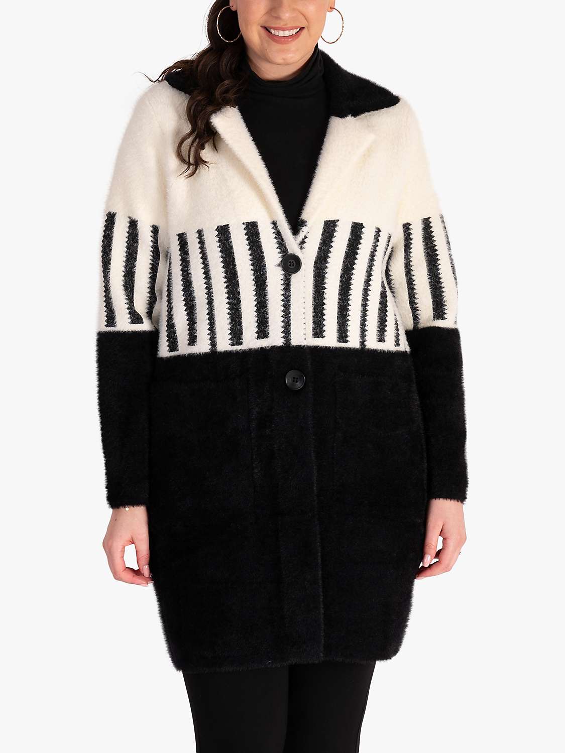 Buy chesca Piano Stripe Knitted Coat, Black/White Online at johnlewis.com