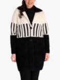 chesca Piano Stripe Knitted Coat, Black/White, Black/White