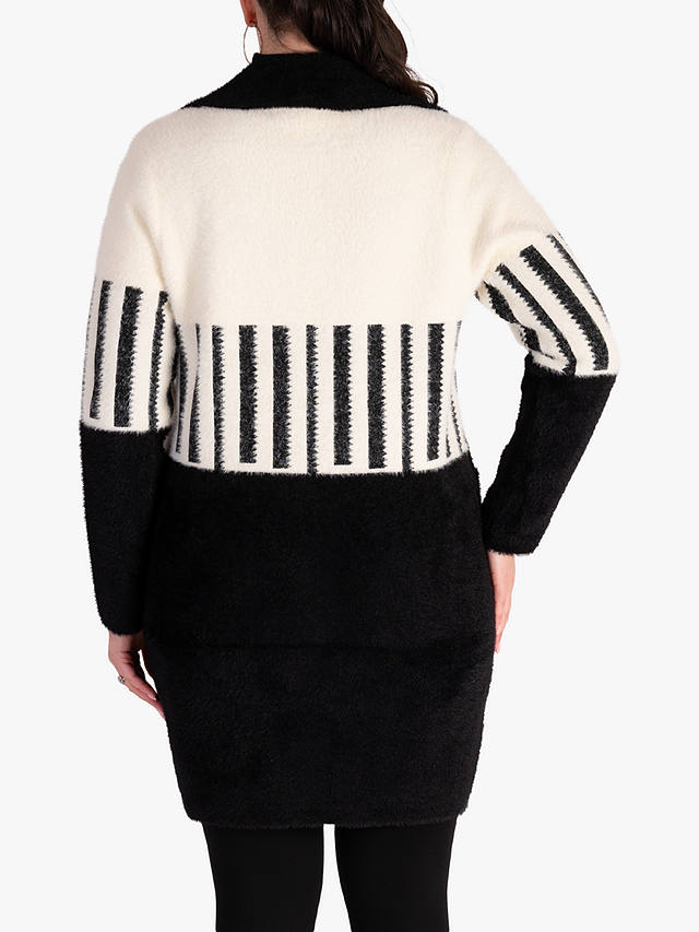 chesca Piano Stripe Knitted Coat, Black/White