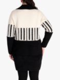 chesca Piano Stripe Knitted Coat, Black/White, Black/White