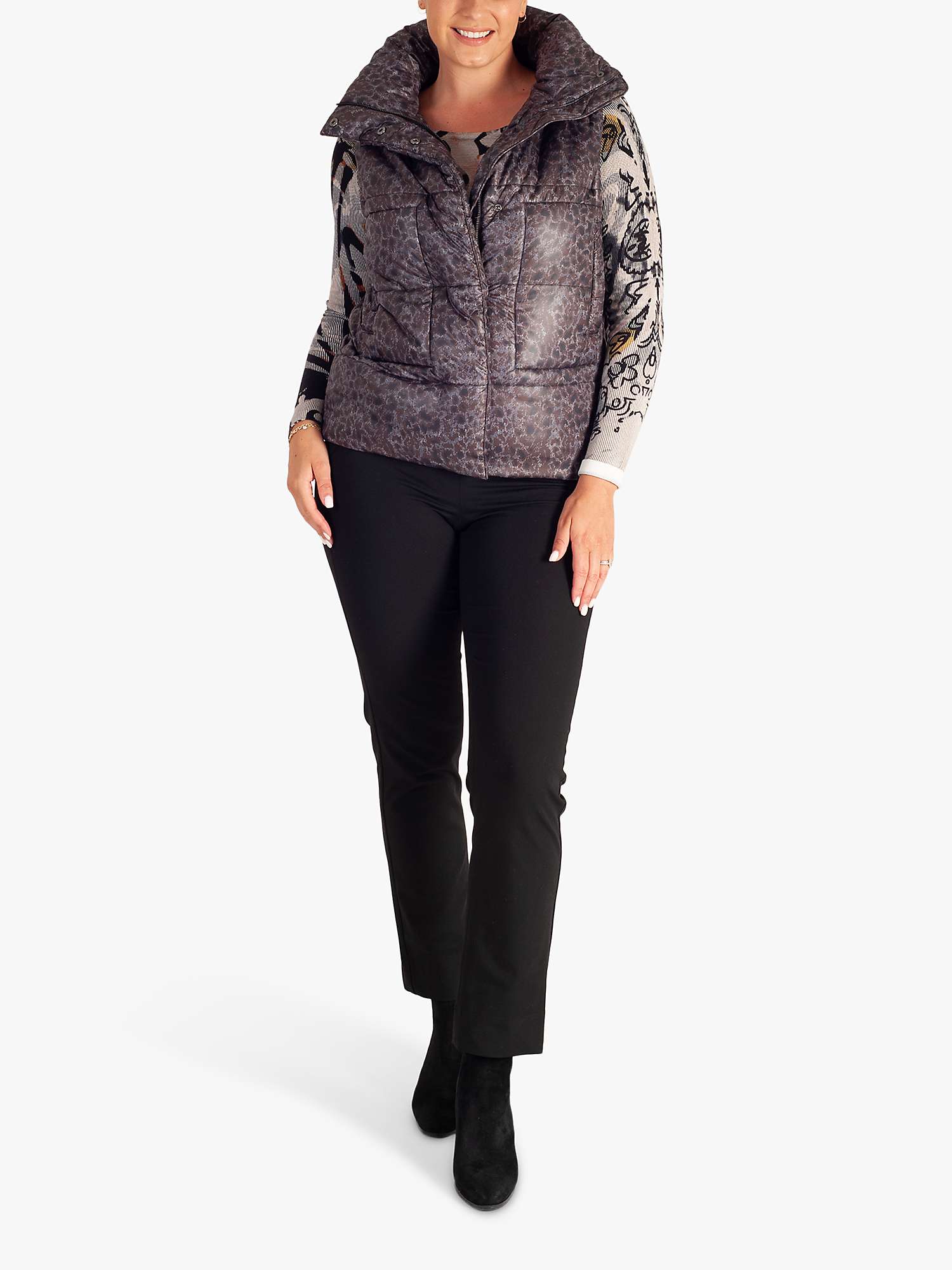 Buy chesca Quilted Animal Print Gilet, Brown/Grey Online at johnlewis.com