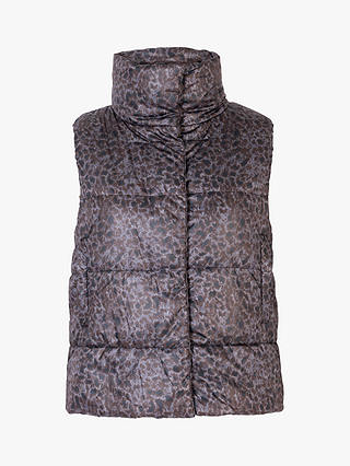 chesca Quilted Animal Print Gilet, Brown/Grey