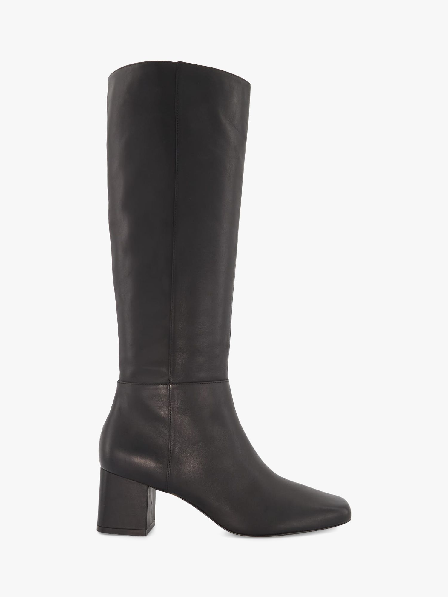 Dune Signature Leather Knee High Boots, Black at John Lewis & Partners