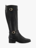 Dune Wide Fit Tepi Leather Trim High Boot, Black Leather