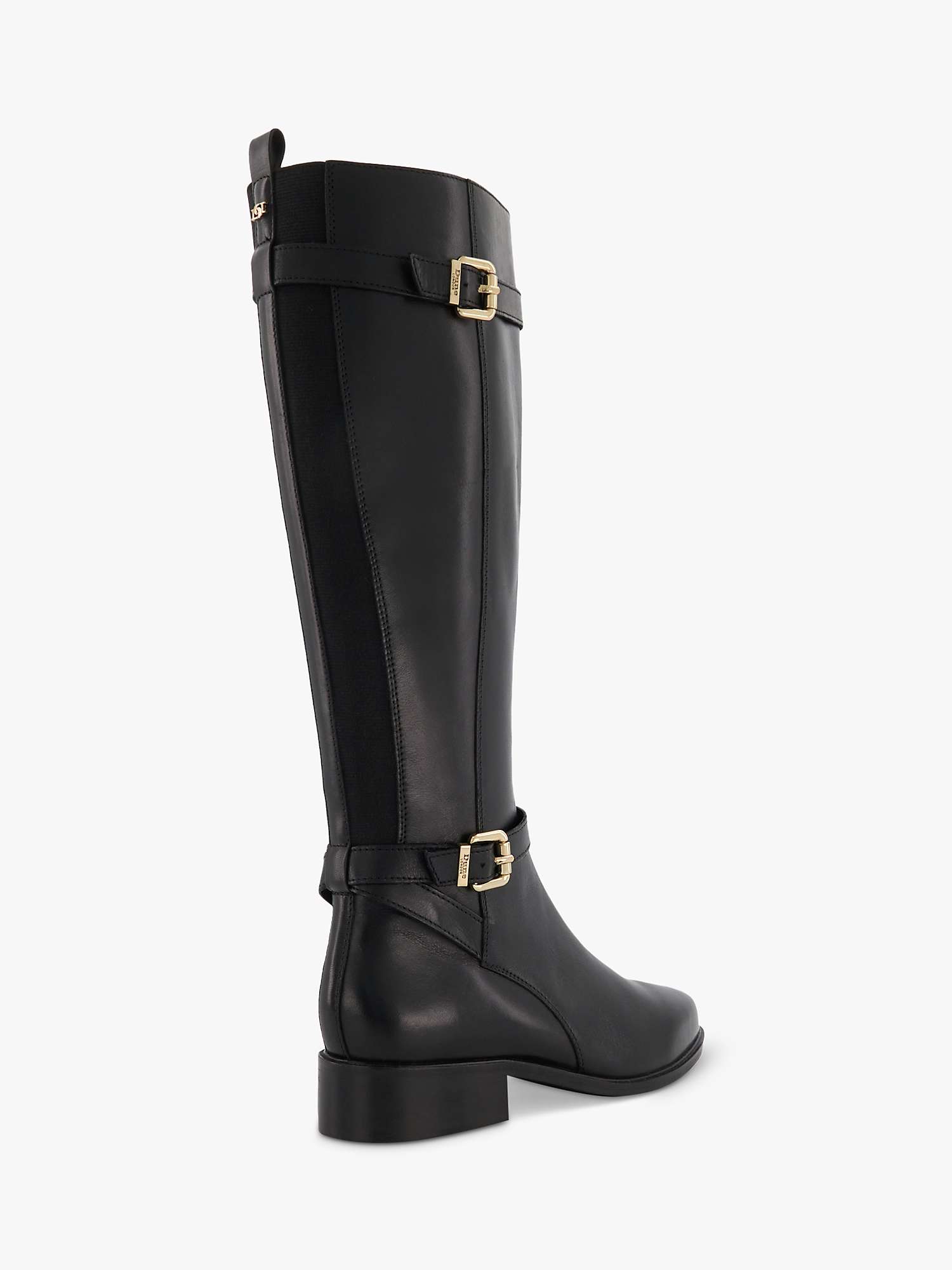 Dune Wide Fit Tepi Leather Trim High Boot, Black Leather at John Lewis ...