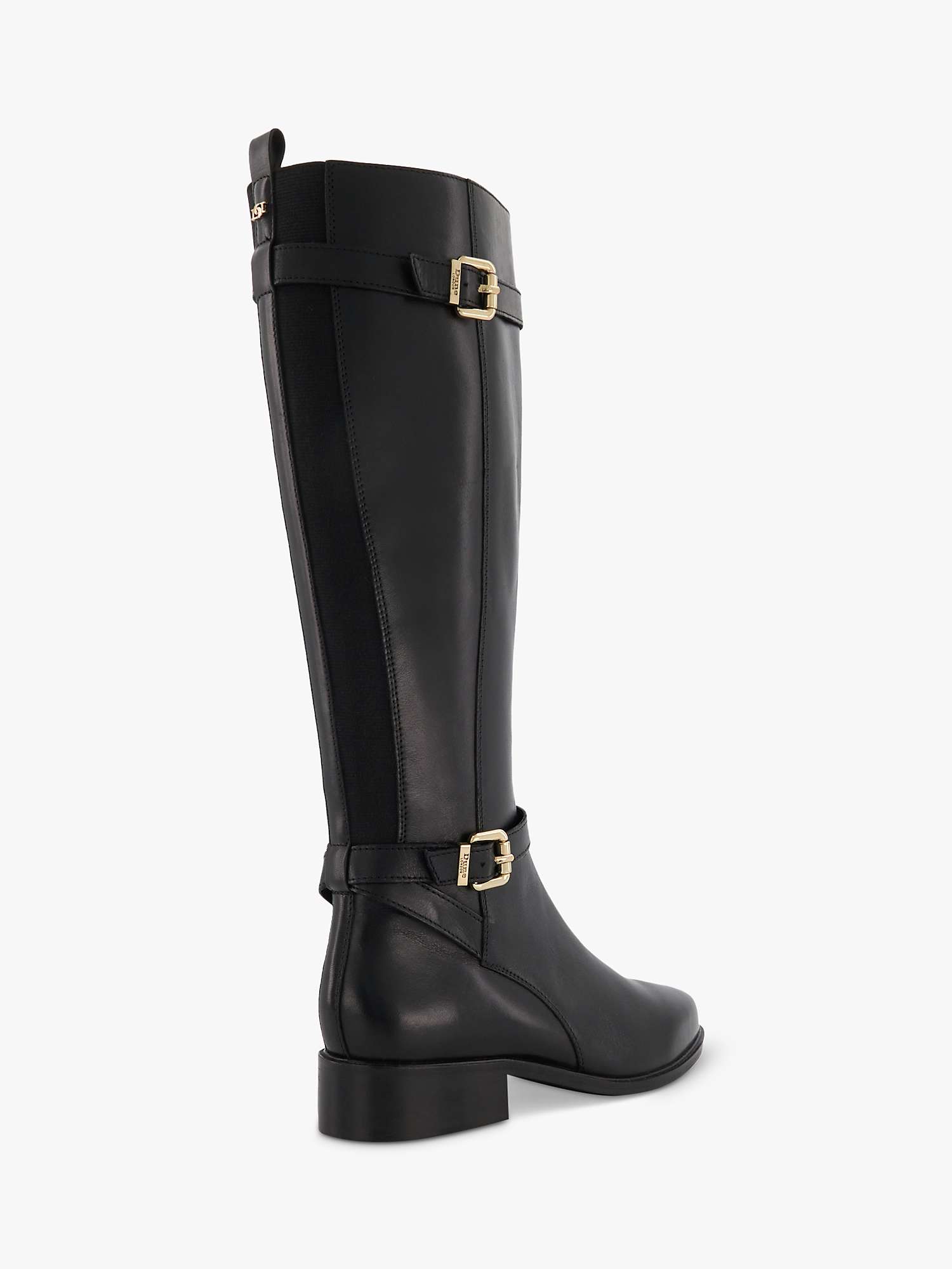 Buy Dune Wide Fit Tepi Leather Trim High Boot, Black Leather Online at johnlewis.com