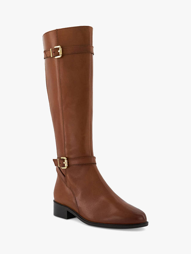 Dune Tepi Leather Knee High Boots, Tan