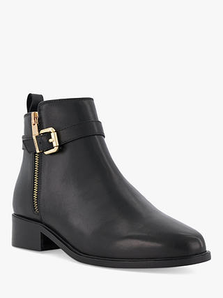 Dune Wide Fit Pepi Leather Ankle Boots, Black