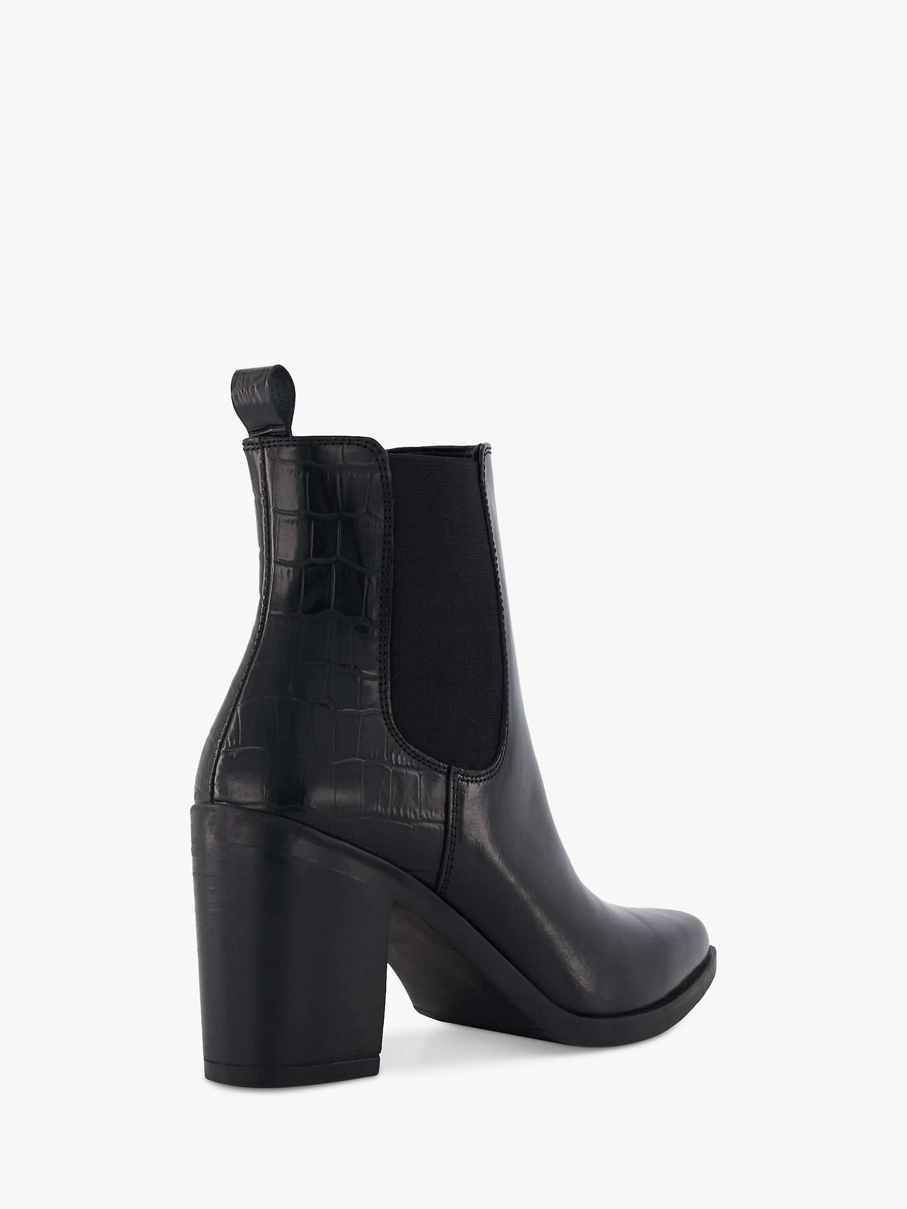 Buy Dune Promising Block Heel Leather Ankle Boots, Black Online at johnlewis.com
