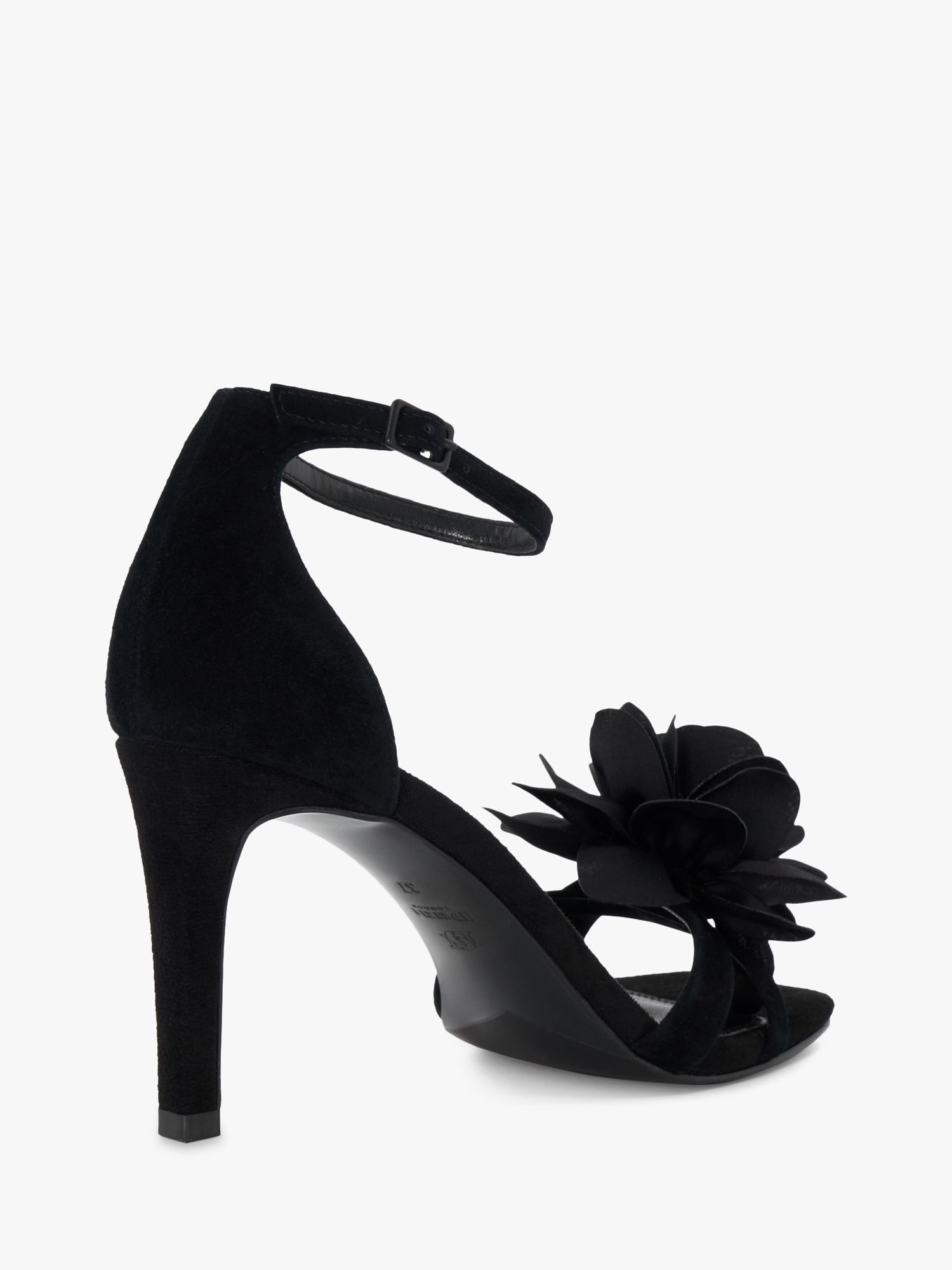 Dune Maricia Suede Corsage Stiletto Heel Sandals, Black, 3