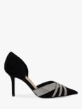 Dune Cincinatti Embellishment Stiletto Heel Court Shoes, Black/Silver