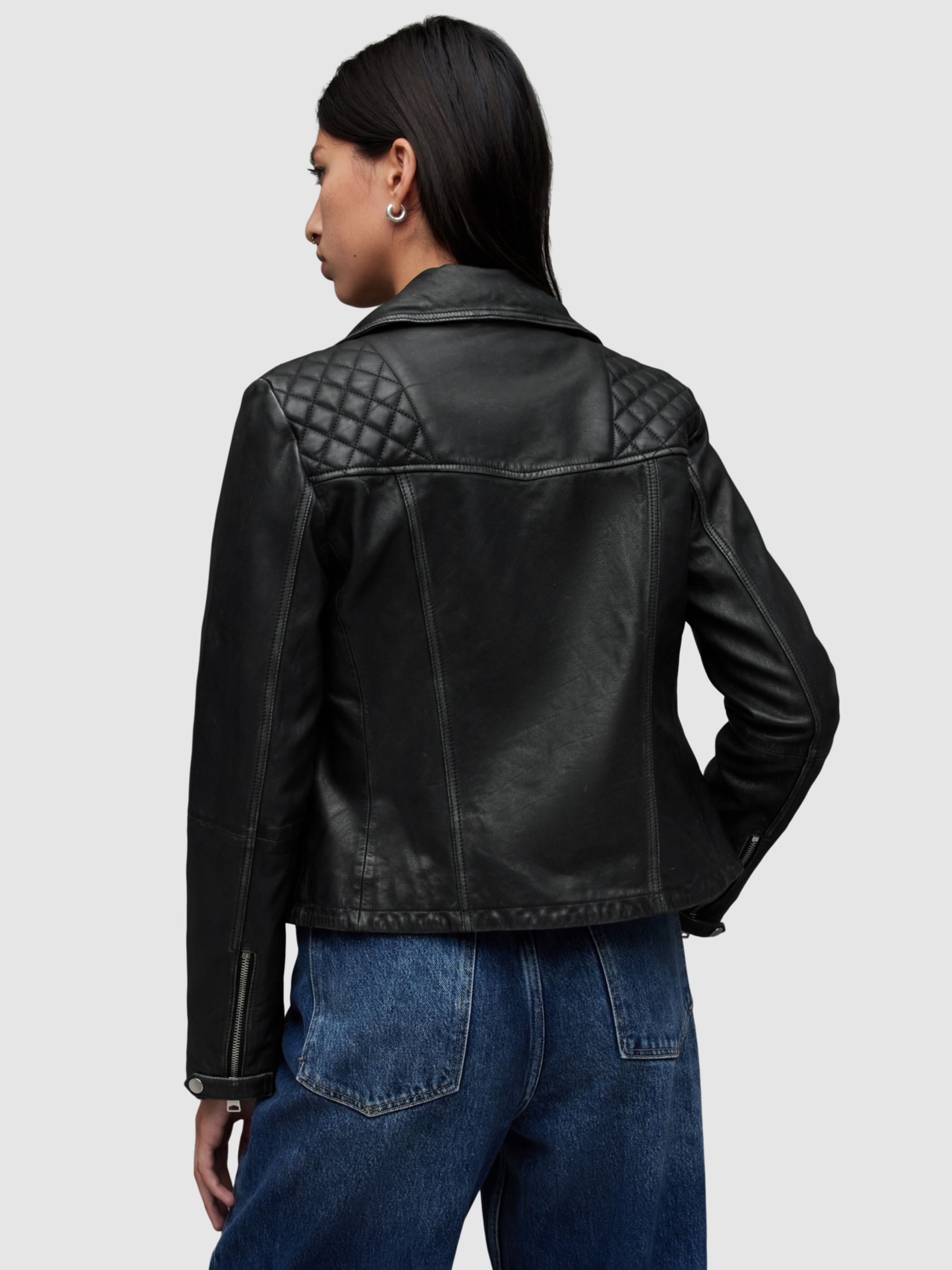 Buy AllSaints Cargo Leather Biker Jacket, Black Online at johnlewis.com