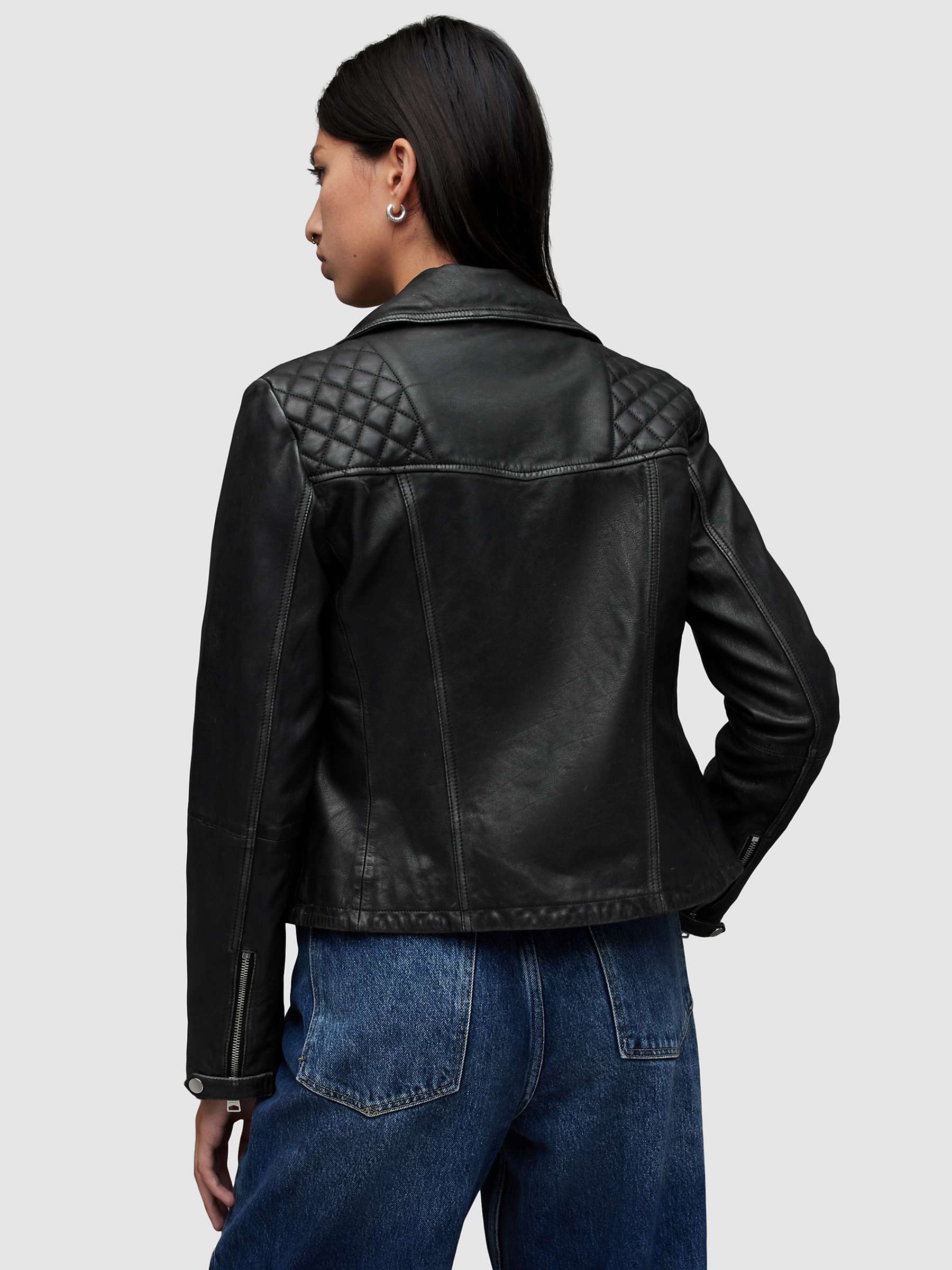 Buy AllSaints Cargo Leather Biker Jacket, Black Online at johnlewis.com