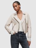 AllSaints Dalby Leather Biker Jacket, Ivory White