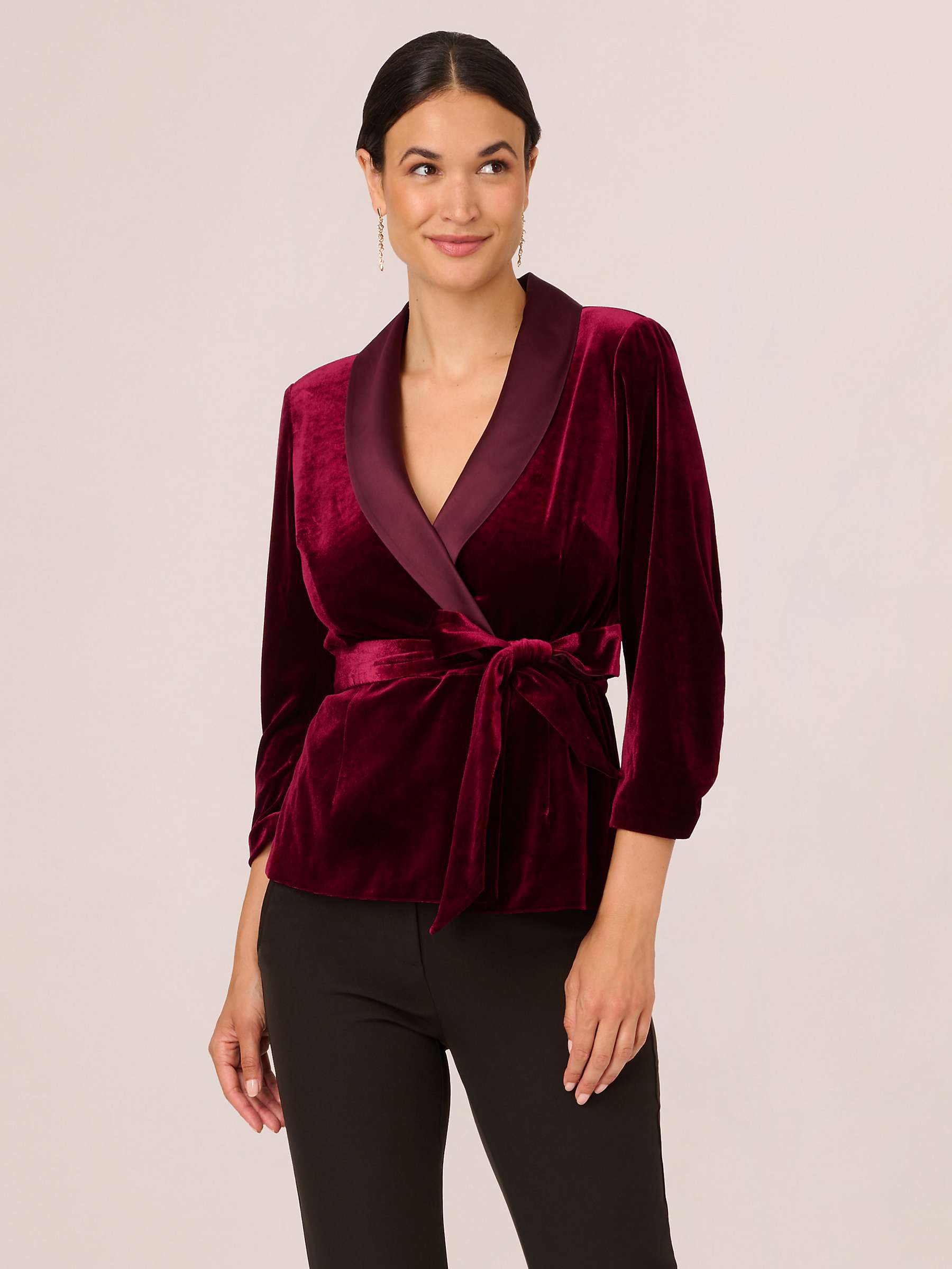 Buy Adrianna Papell Velvet Tuxedo Wrap Jacket, Burgundy Online at johnlewis.com
